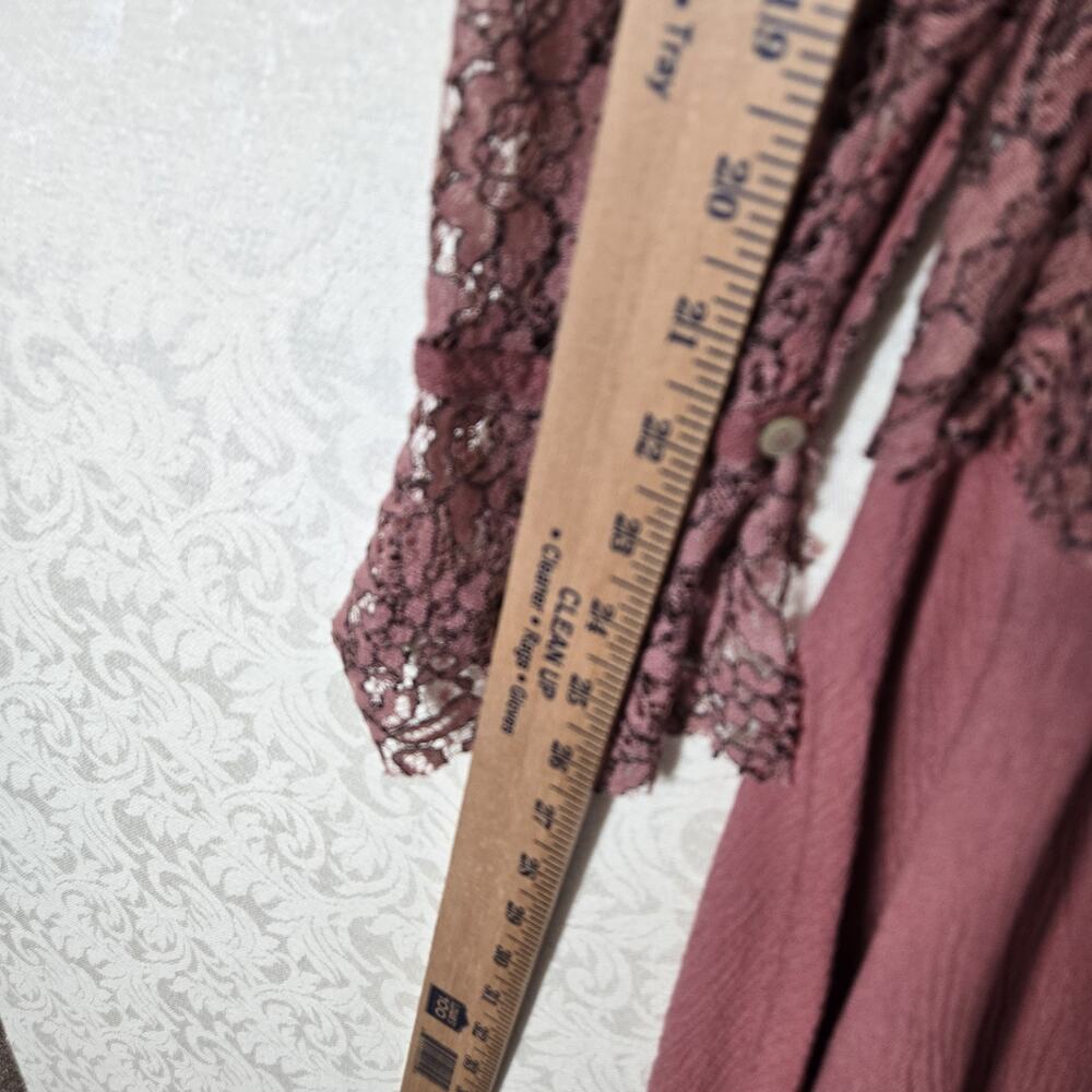 Free People Tell Tale Lace Tunic Dress M Rosy Coral Ethereal Fairycore Boho - Picture 14 of 16